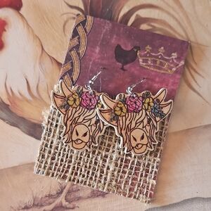 Floral Wooden Earrings